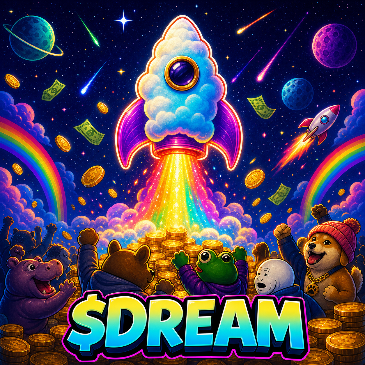 $DREAM rocket cloud meme